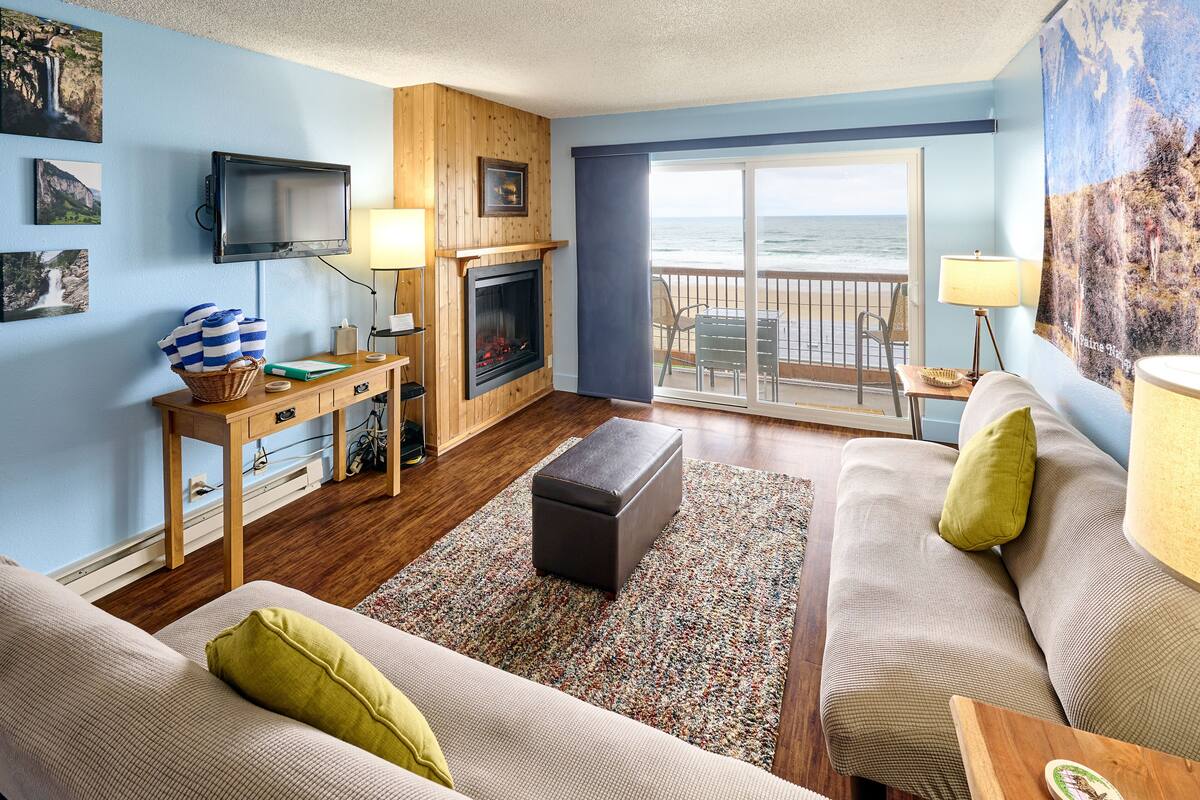 Superior Condo, 1 Bedroom, Ocean View | Living area | Flat-screen TV, DVD player