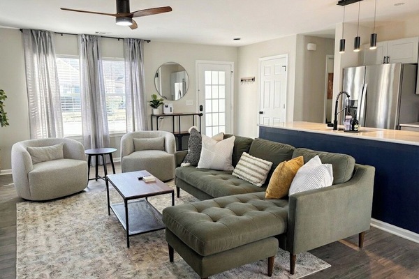 Newly renovated - open concept living room.