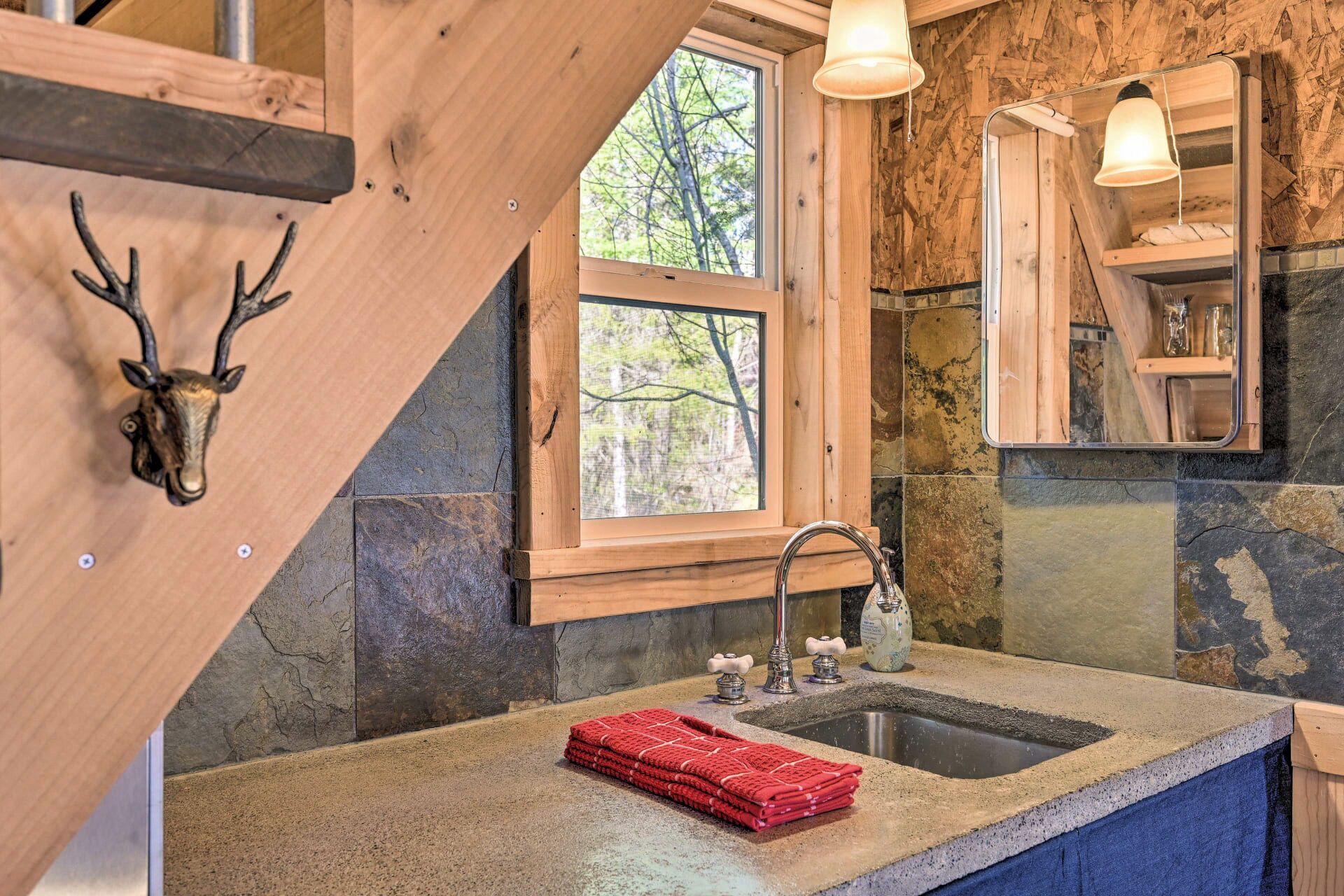 Fridge, electric kettle, toaster, cookware/dishes/utensils