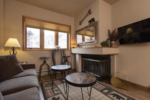 Fernseher, Kamin, Bücher