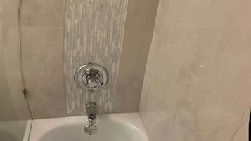 Combined shower/tub, hair dryer