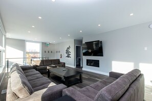 TV, fireplace, offices