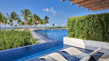 Private beach, white sand, free beach shuttle, beach cabanas