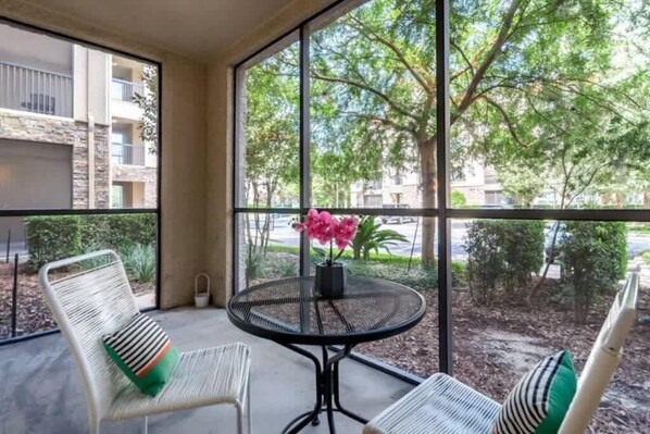 Outdoor dining - Resort Oasis! 2BR Stay w/ Pool Access near Disney (Davenport)