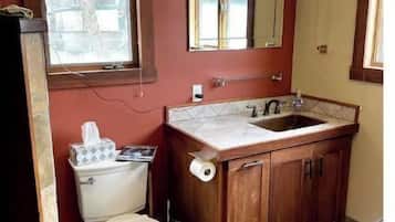 Shower, towels, soap, shampoo