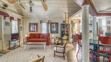 Smart TV, table football, books, stereo