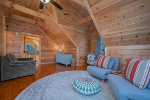 TV - Paws Awhile | Pet-Friendly Lake Lure Cabin with Mountain Views, Deck, & Easy Access to Tryon (Lake Lure)