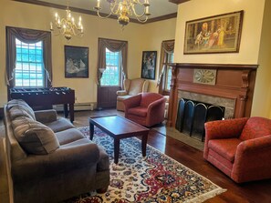 Smart TV, foosball, books