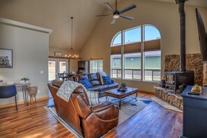 Smart TV, fireplace, DVD player, video library