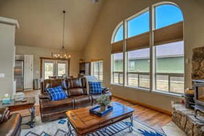 TV connectée, cheminée, lecteur de DVD, vidéothèque