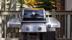 A barbecue grill with a digital display, gas supply, and a Genesis II brand label. - Private Hot Tub. Steps to The Lift. Beautiful Home (Breckenridge)