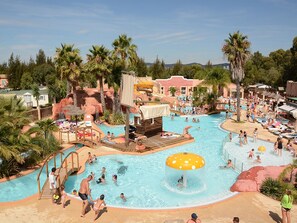 Seasonal outdoor pool, sun loungers - Camping Tikayan Les Palmiers (Hyères)
