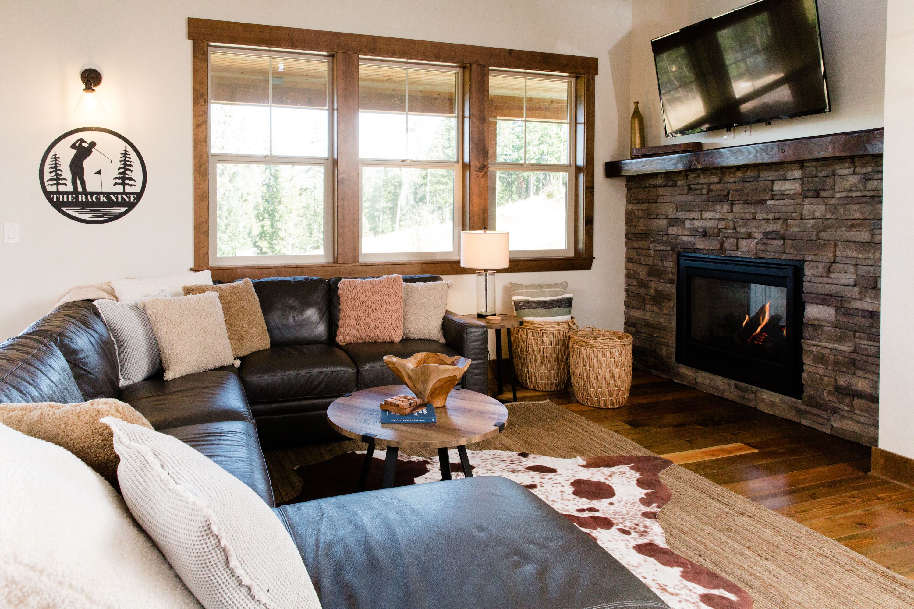 Smart TV, chimenea y reproductor de DVD 