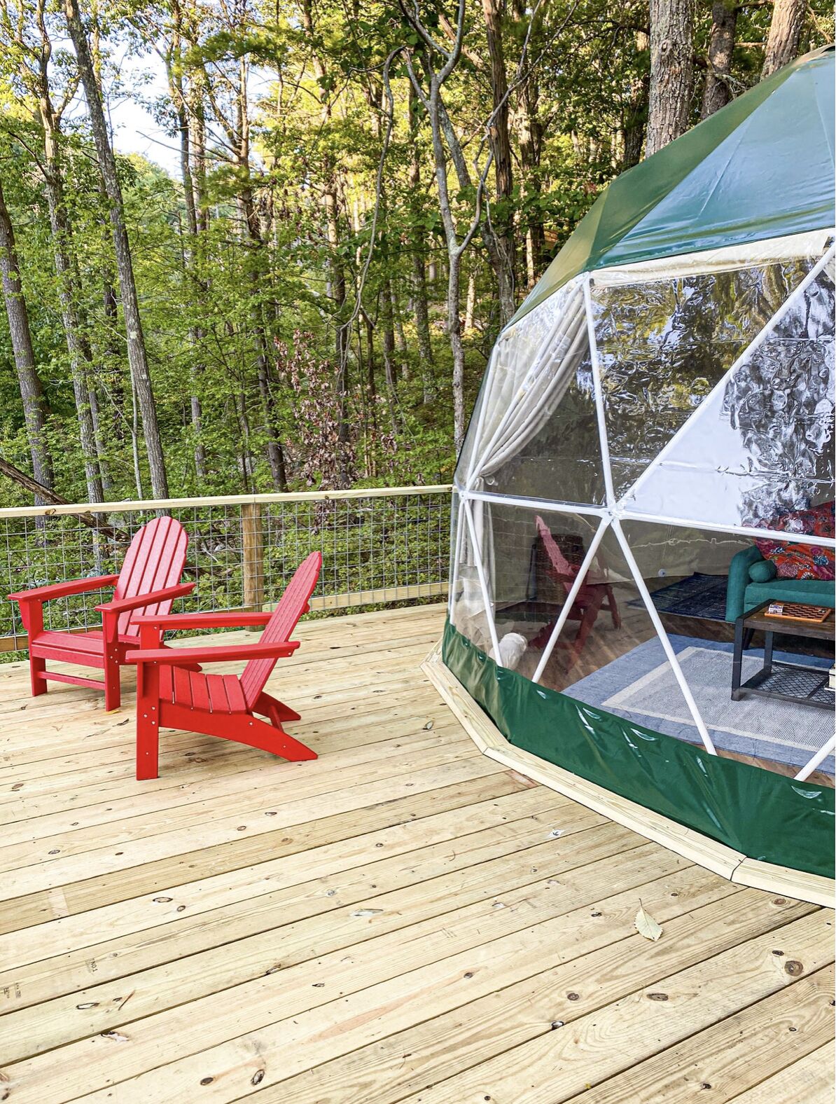 Heated,  Seasonal Modern Geo-Dome in woods with heat and AC 