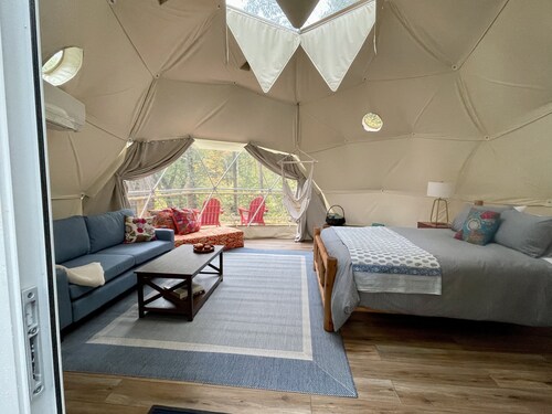 Seasonal, Cozy Geo-Dome with Heat/AC on Private Hiking paradise in Gunks.