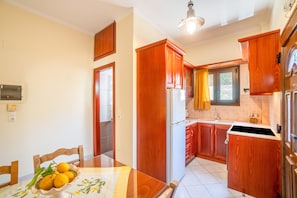 Fridge, oven, stovetop, coffee/tea maker