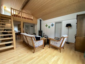 TV connectée, cheminée, chaîne hi-fi