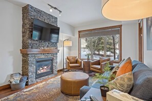 TV, fireplace