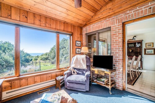 Dog-friendly, lake view home with three season room, fireplace, video projector