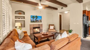 TV, fireplace, offices - Mountain Vista A | 1BR Legacy Villa (La Quinta)