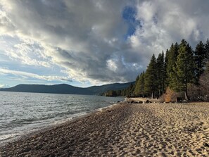 Beach nearby, sun loungers