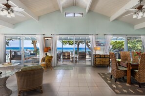 Enjoy ocean views from the balcony through the large sliding glass door.