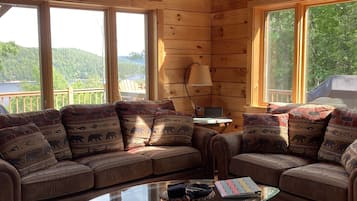 TV connectée, cheminée, lecteur de DVD, baby-foot