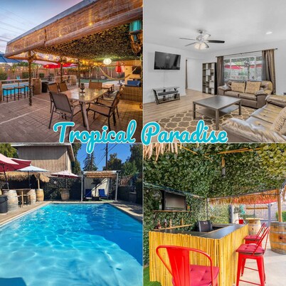 YouTube:TropicalParadiseFresno.Pool/Grill/Outdoor Cinema/OutdoorHeaters.PetFrien