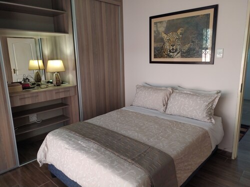 BLESSING furnished apartment, fully equipped kitchen, bathroom, lounge, bedroom.