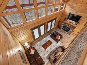 Smart TV, fireplace, video games, DVD player