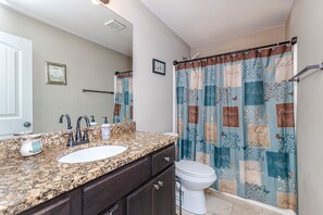 Combined shower/tub, hair dryer, towels, soap - It's a Gem ! Comfy Hideaway for R & R ~ King Bed ! (Columbia)