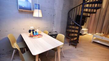 Individually decorated, individually furnished, desk, laptop workspace
