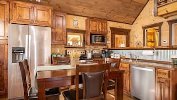 Fridge, microwave, dishwasher, coffee/tea maker