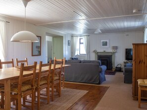Flat-screen TV, fireplace, DVD player