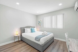 2 bedrooms, memory foam beds, iron/ironing board, WiFi