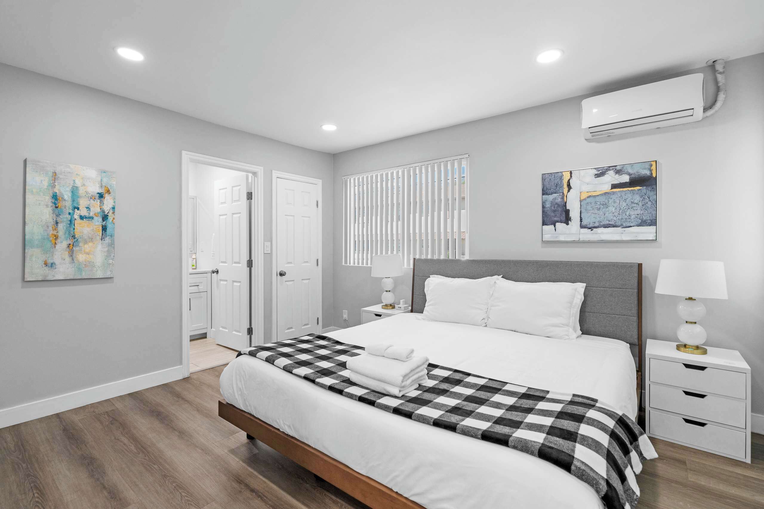 2 bedrooms, memory foam beds, iron/ironing board, WiFi