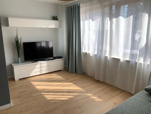 Fernseher, DVD-Player, Bücher, Videothek