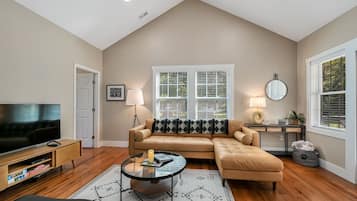 Smart TV, fireplace, DVD player, ping pong