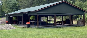 Rustic cabin w hot tub within a new campground!  Hiking biking and fishing!