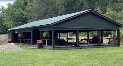 Rustic cabin w hot tub within a new campground! Hiking biking and fishing!