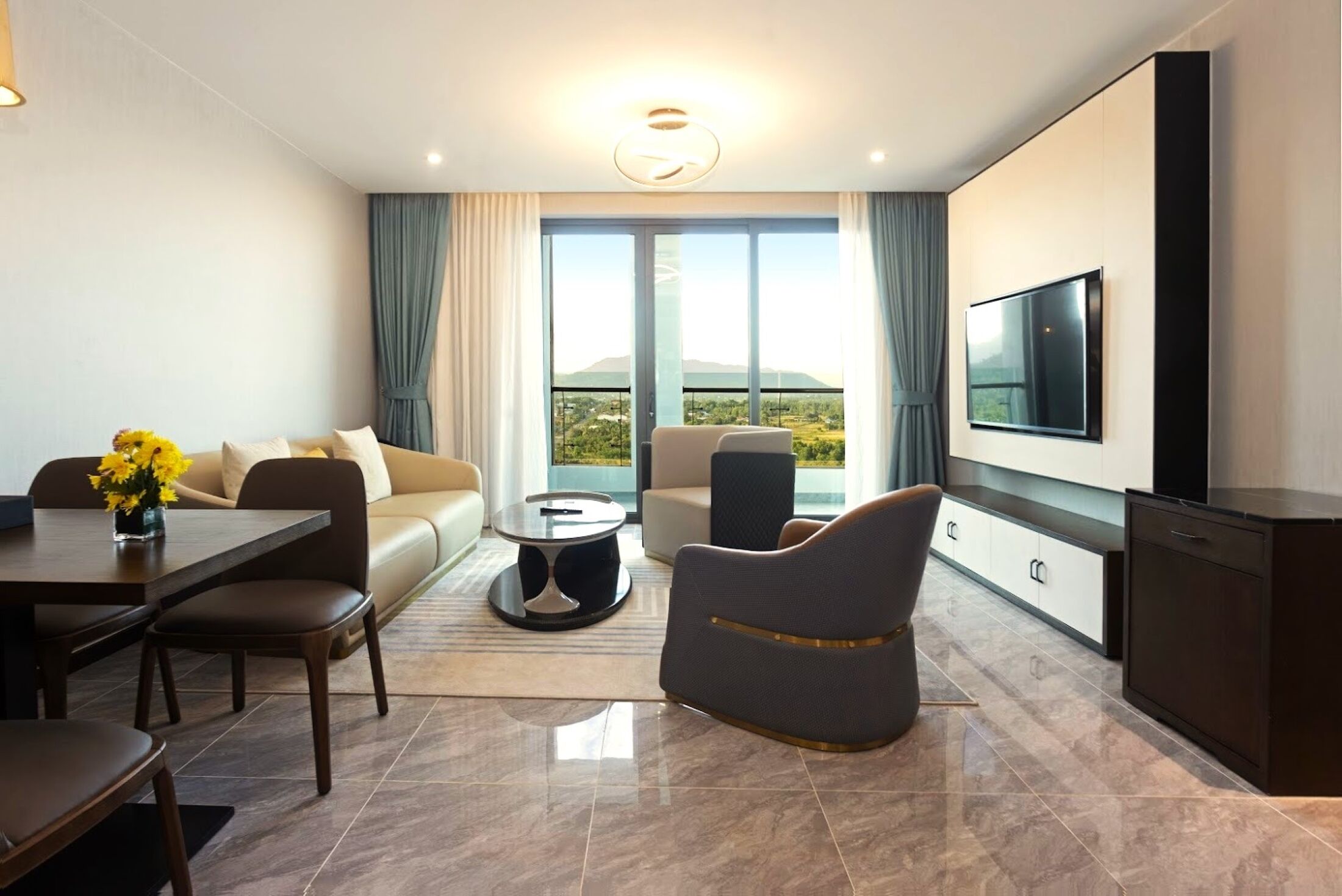 Two bedroom suite | Living room | 55-inch Smart TV with cable channels, fireplace, heated floors