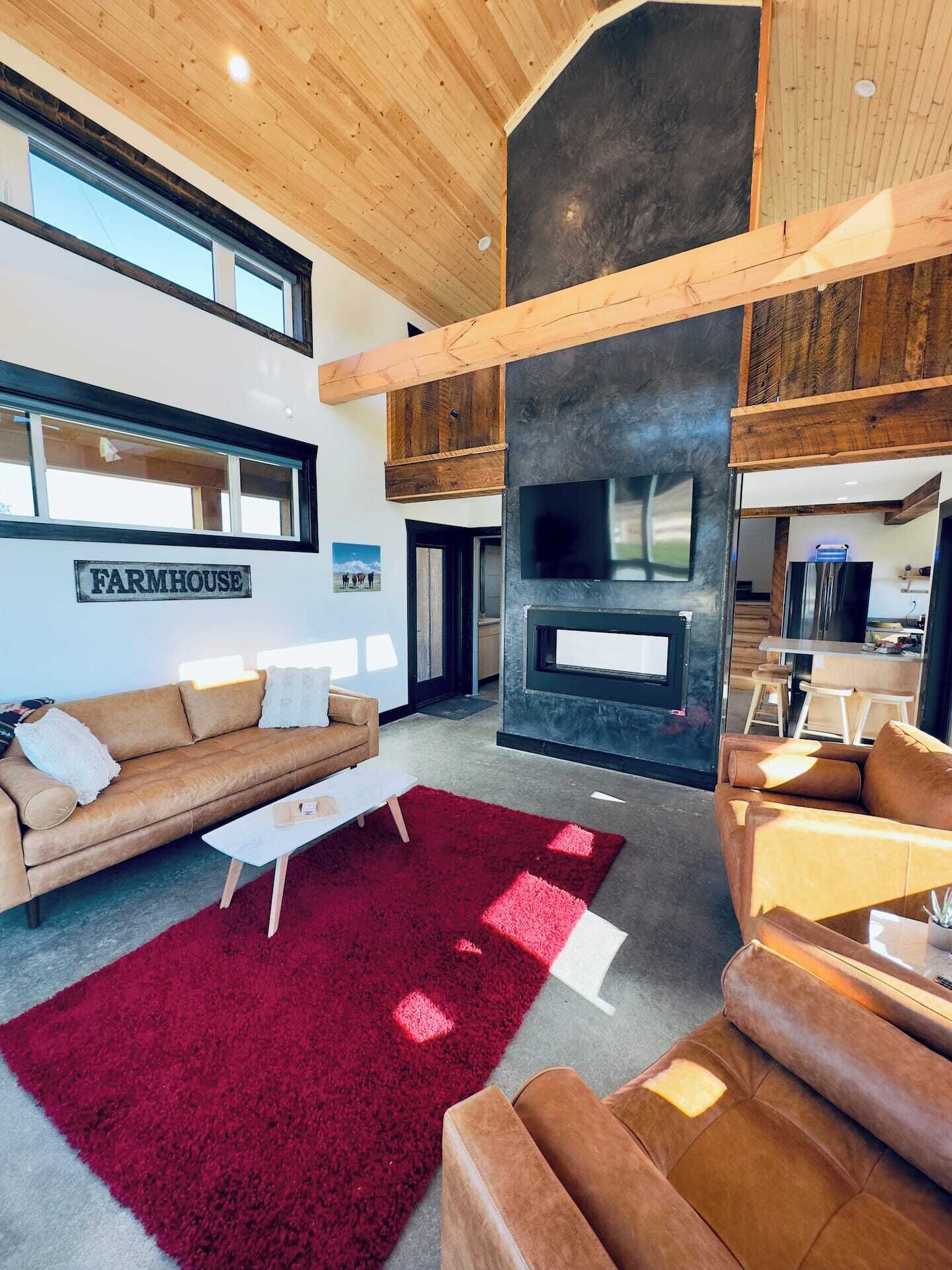 Una Smart TV, una chimenea, libros