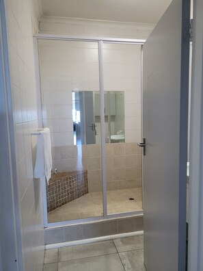 Bathtub, hair dryer, towels, soap