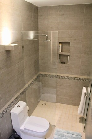 Executive-Apartment | Badezimmer | Dusche, Handtücher