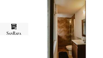 Shower, bidet, towels, soap