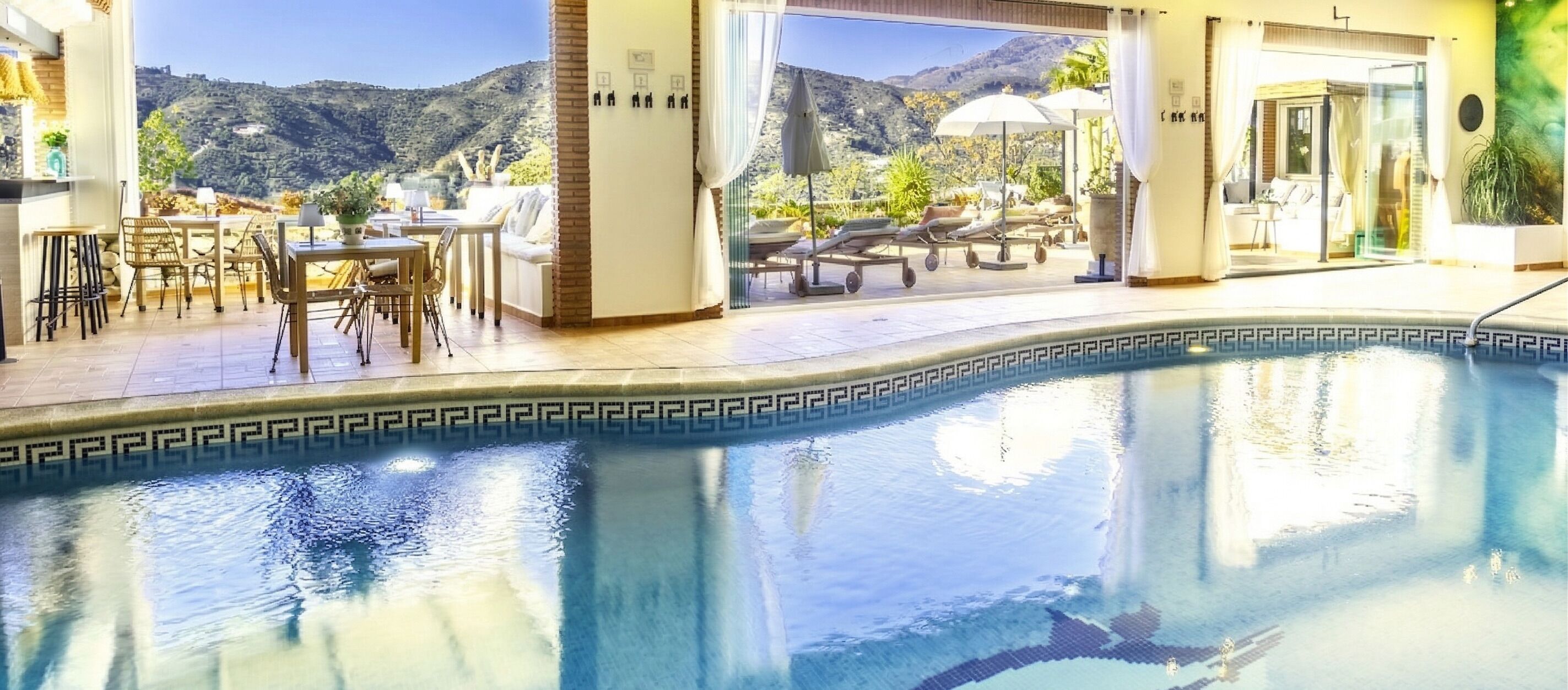 Indoor pool, outdoor pool, open open 24 hours a day, pool umbrellas