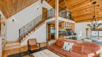 TV, fireplace, video games, video library