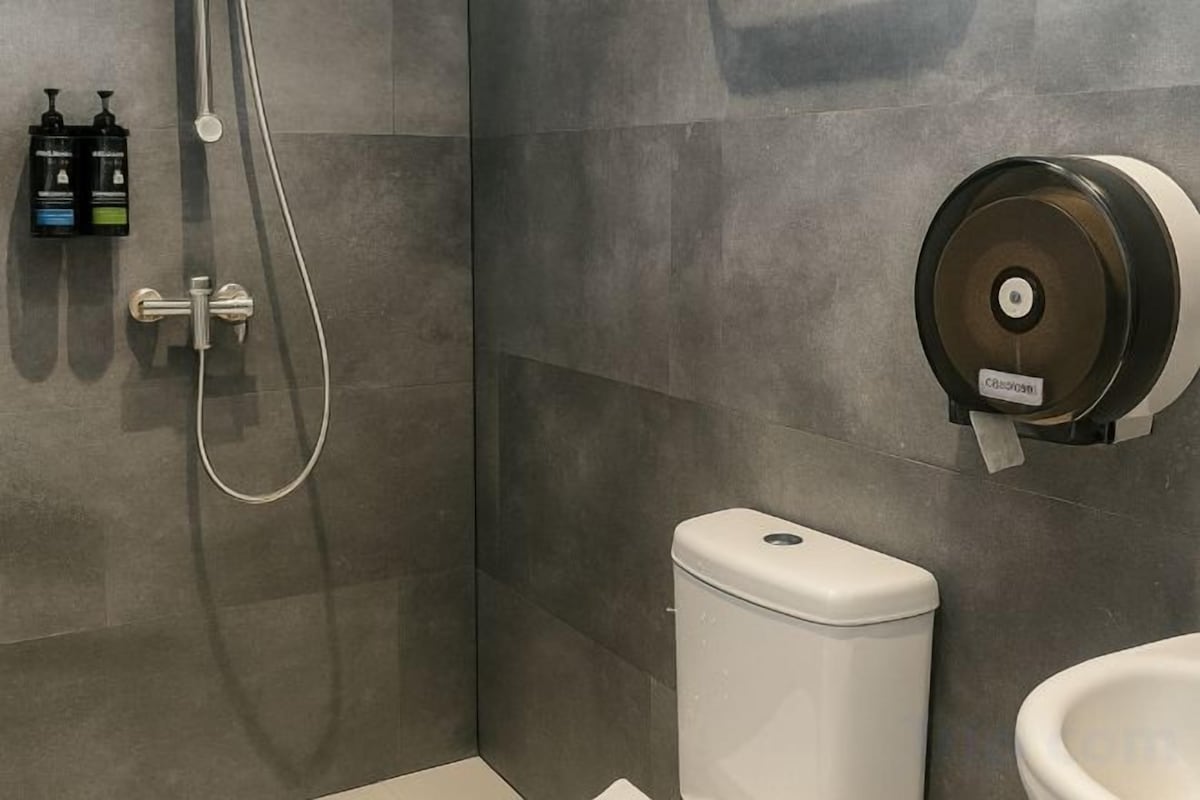 Secadora de cabello, bidet, toallas, shampoo 
