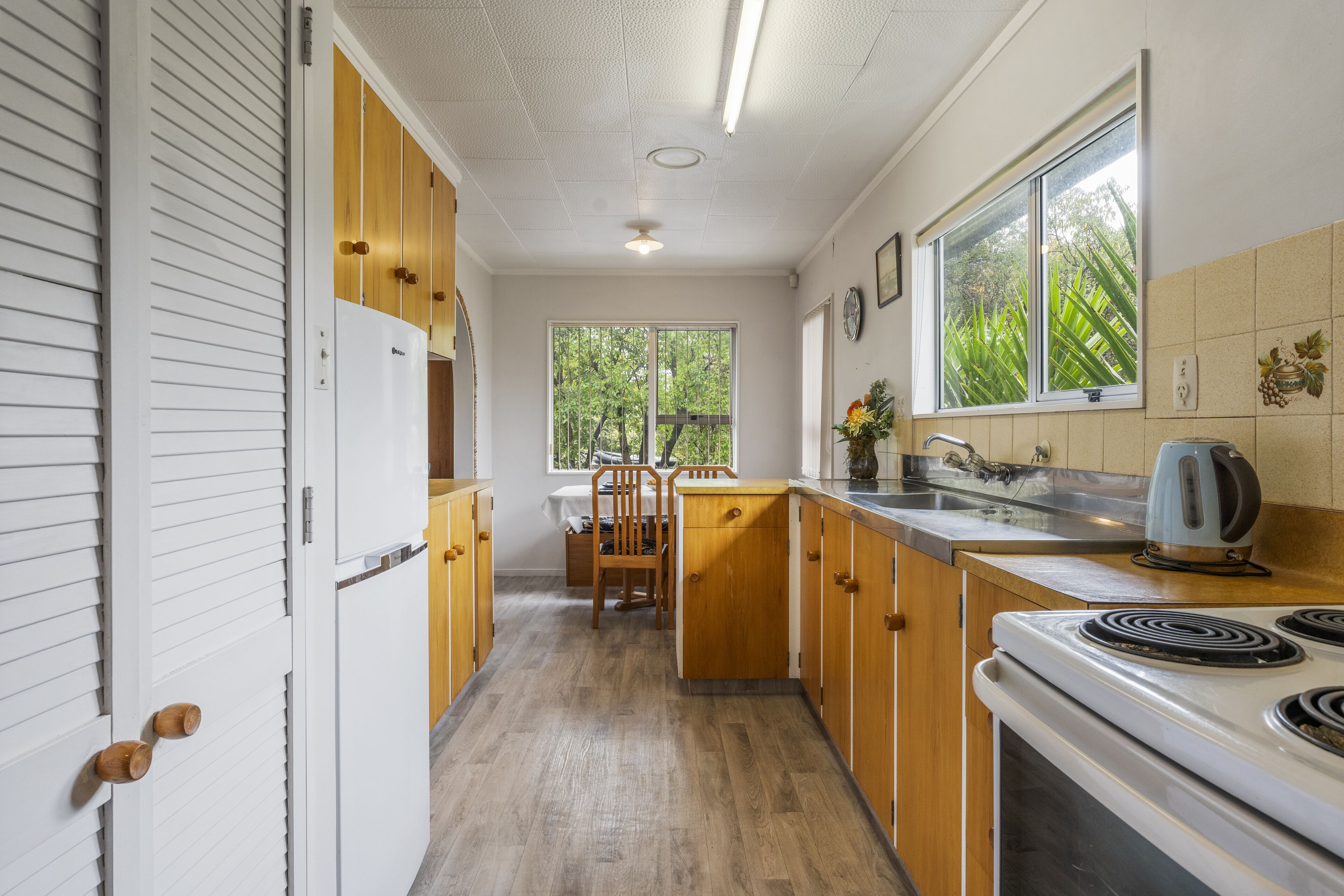 Fridge, microwave, oven, electric kettle