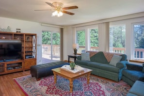 Smart TV, fireplace, DVD player